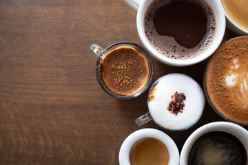Aerial view of different types of coffee
