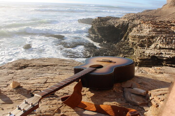 guitar on the beach