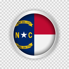 Flag of State of North Carolina of USA on round button on transparent background element for websites