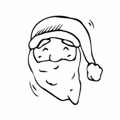 Santa Claus Doodle, a hand drawn vector doodle illustration of a cute Santa Claus face.