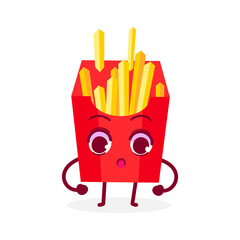 adorable french fries character vector