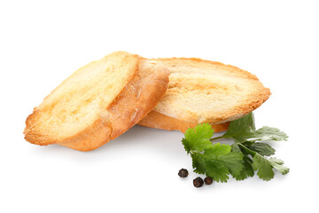 Fresh croutons isolated on white background