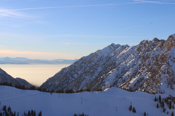 snow covered mountains