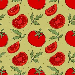 Vector pattern of a set of tomatoes. 