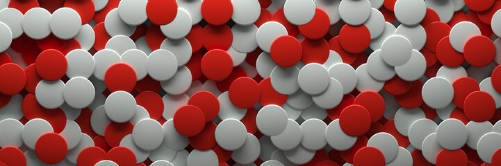 Abstract background of red and white geometric shapes. 3D visualization