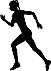Young athletic woman training sport run, girl doing jogging fitness. Detailed realistic silhouette