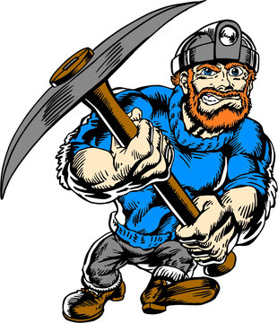 Miner Mascot Strut Vector Illustration