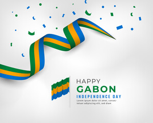 Happy Gabon Independence Day August 17th Celebration Vector Design Illustration. Template for Poster, Banner, Advertising, Greeting Card or Print Design Element