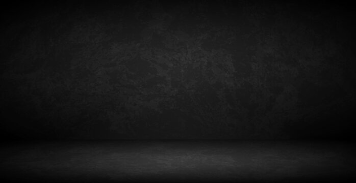 Black wall in dark studio, web background template - Vector