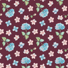 Seamless pattern of watercolor flowers. Watercolor illustration for design, ready-made seamless background with delicate flowers