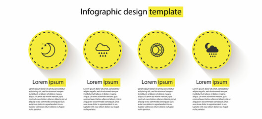 Set Moon and stars, Cloud with rain, Eclipse of the sun and moon. Business infographic template. Vector