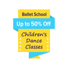 Ballet school label, children dance class sticker