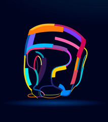 Abstract boxing helmet from multicolored paints. Colored drawing. Vector illustration of paints