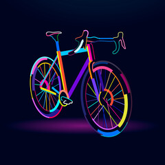 Fototapeta premium Abstract bicycle, sports mountain bike, colorful drawing. Vector illustration of paints