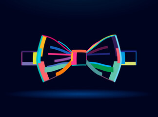 Abstract bow tie from multicolored paints. Colored drawing. Vector illustration of paints