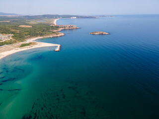 Fototapeta premium Aerial view of Snake Island at Arkutino region, Bulgaria