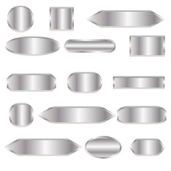 Vector set of gray  metal plates. Elegant, shiny and metalic gradient collection for metal border, frame, ribbon, label design