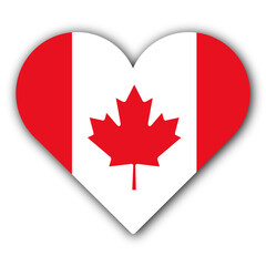 I Love Canada Concept - Heart Flag - White Background - 3D Illustration