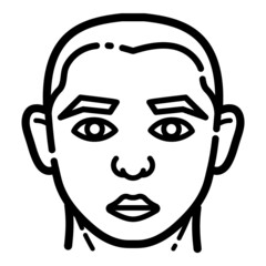 Man Face Flat Icon Isolated On White Background