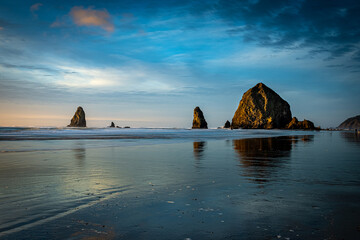Cannon beach and Haystack rock at sunset