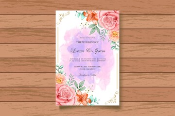 Watercolor Floral Wedding Invitation Card Set