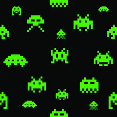 seamless pattern with vintage game icons