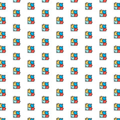 Vector puzzle, simple solutions, compatibility, solving problem pattern with various icons.