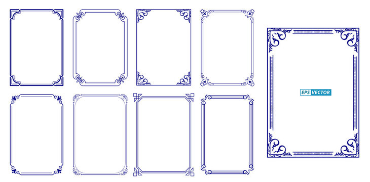 set of vintage decorative frames or vintage rectangle ornaments or calligraph frame retro style or decorative border concept. eps vector