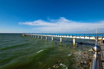 Embankment in resort town Zelenogradsk with Baltic sea