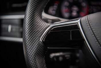 Modern Car Steering Wheel Close Up