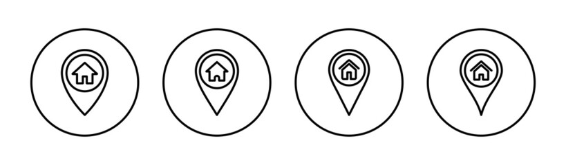 address icons set. home location sign and symbol. pinpoint