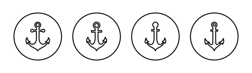 Anchor icons set. Anchor sign and symbol. Anchor marine icon.