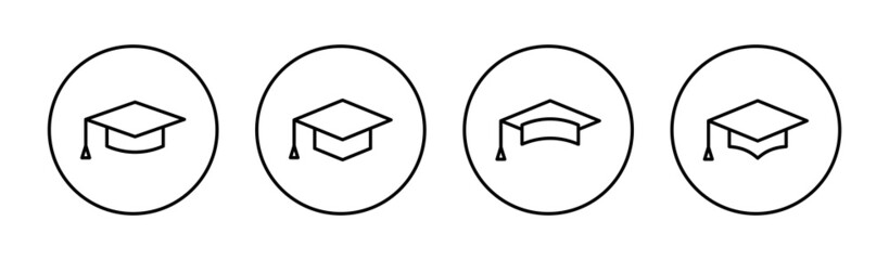 Education icon set. Graduation cap sign and symbol. Graduate. Students cap