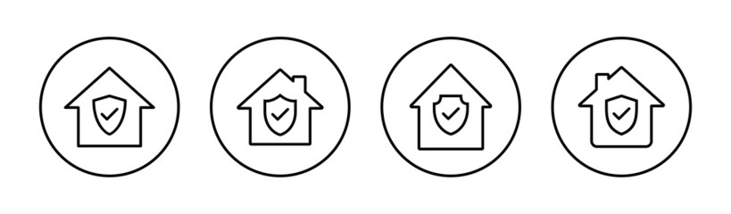 home insurance icons set. home protection sign and symbol