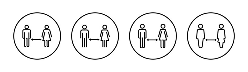 Social distancings set. social distance sign and symbol. self quarantine sign