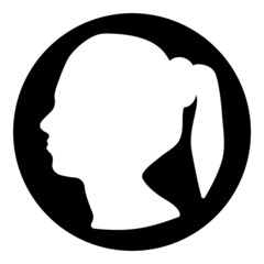 Woman Head Silhouette Flat Icon Isolated On White Background