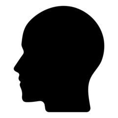 Man Head Silhouette Flat Icon Isolated On White Background