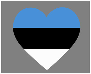 Estonia Flag National Europe Emblem Heart Icon Vector Illustration Abstract Design Element