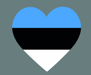 Estonia Flag National Europe Emblem Heart Icon Vector Illustration Abstract Design Element