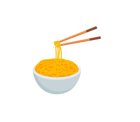 Noodle vector isolated icon. Emoji illustration. Noodle with bowl vector emoticon