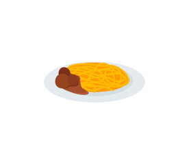 Spaghetti with meatballs vector isolated icon. Emoji illustration. Spaghetti with meatballs vector emoticon