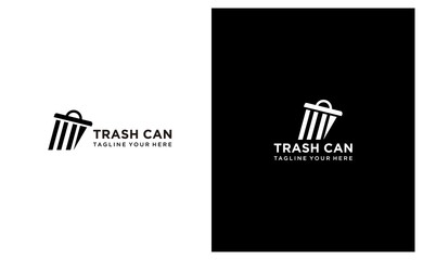trash bin vector icon, trash, trash can icon on a black and white background.