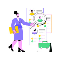 Employers abstract concept vector illustration. Get a job, find vacancy, employer, apply for position, hiring, hr service website, menu bar, UI element, user experience design abstract metaphor.