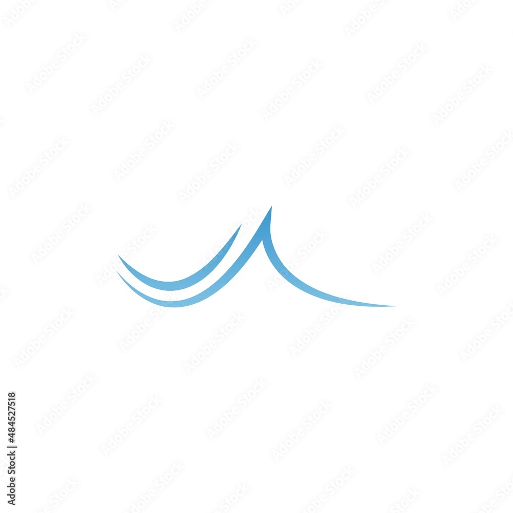 Sticker two simple water wave lines illustration logo icon