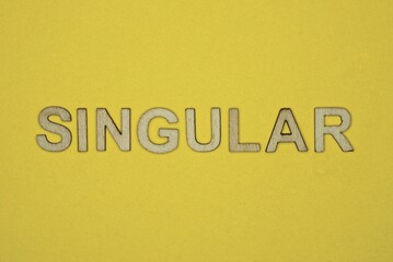 word singular made from wooden letters lies on a yellow table