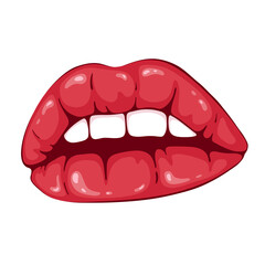 Woman lips. Sexy and glamour woman lips. Make up and fashion. Vector drawings.