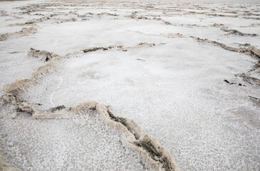 Large cracks in the ground at the salt flats