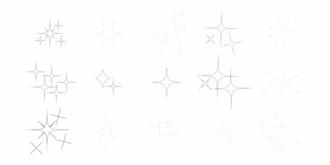 Fototapeta premium Set of Stars Black outline on white background vector eps 10