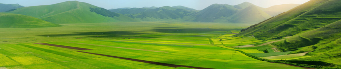 Piano Grande, large karstic plateau of Monti Sibillini mountains and one of the greatest tourist...
