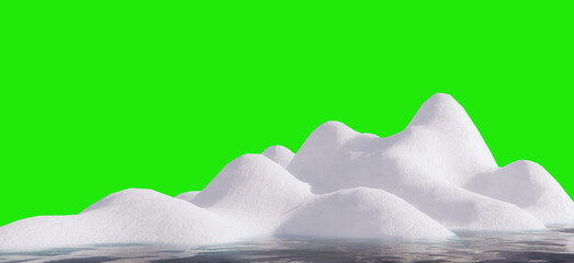 Snow hill island scene cutout 3d rendering